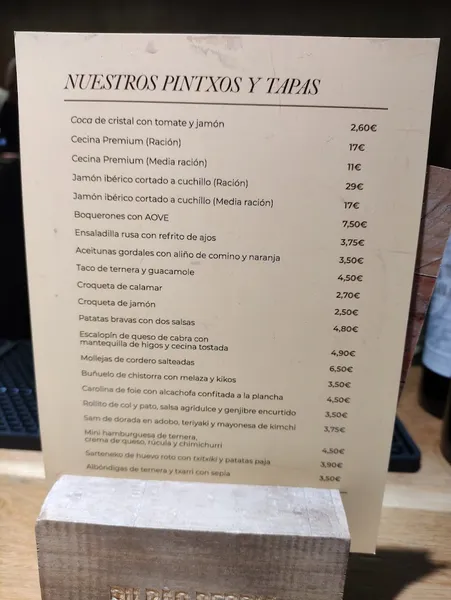 menu 2 of Bilbao Berria Ledesma