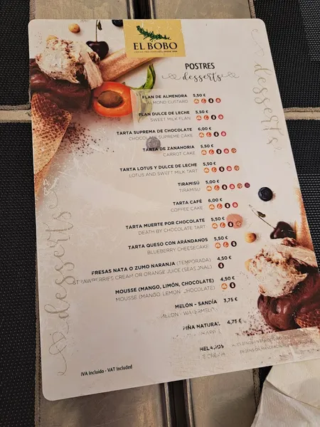 menu 1 of Restaurante El Bobo