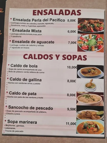 menu 1 of Perla del Pacífico