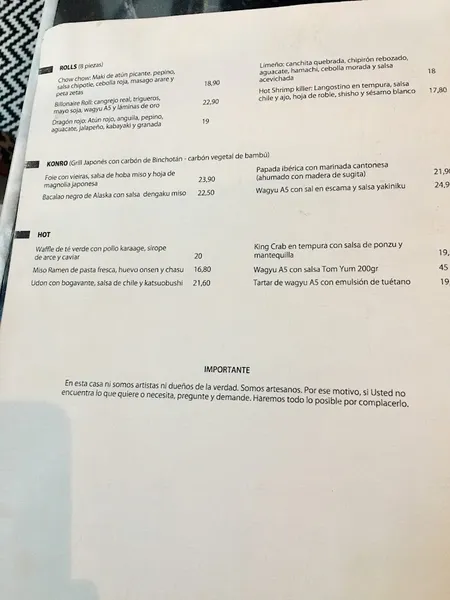 menu 2 of Chow Chow