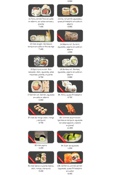 menu 1 of Sakura Sushi - Restaurante Japonés