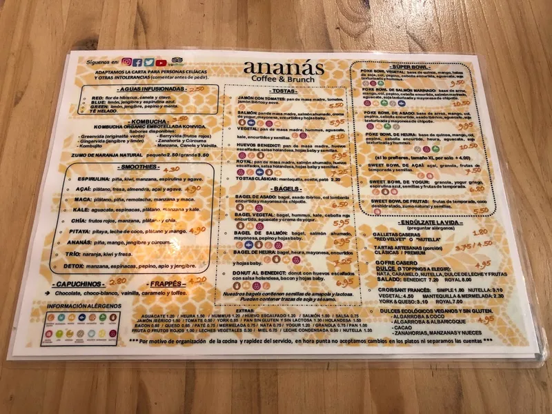 menu 2 of ANANÁS Coffee & Brunch