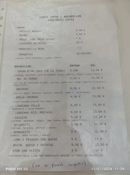 menu 0 of Café Pitti
