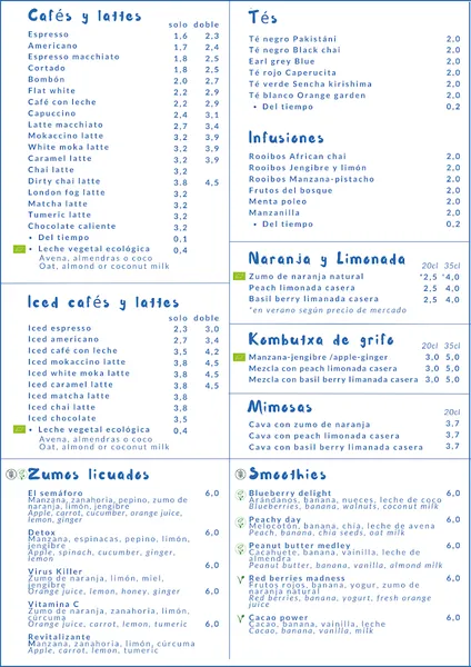 menu 0 of Café ArtySana - Cabanyal