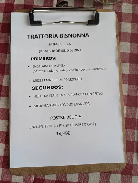menu 1 of Restaurante Bisnonna