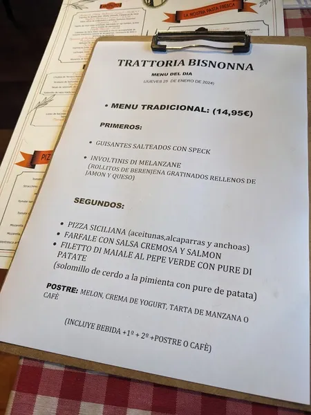 menu 2 of Restaurante Bisnonna