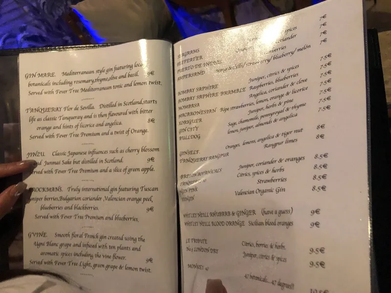 menu 1 of The Artist Bar Valencia