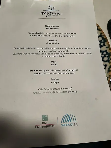 menu 0 of Restaurante Marina Beach Club