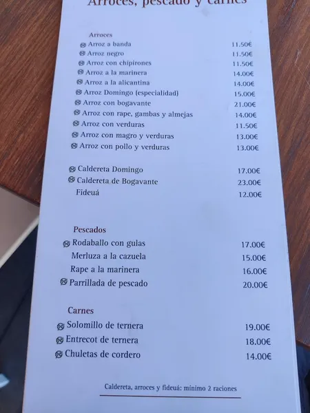 menu 2 of Restaurante Casa Domingo