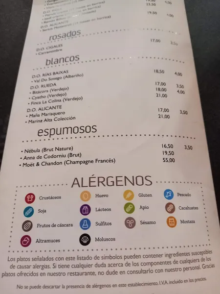 menu 0 of arroceria taperia El Bodegón