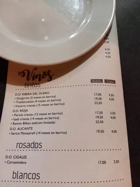 menu 2 of arroceria taperia El Bodegón