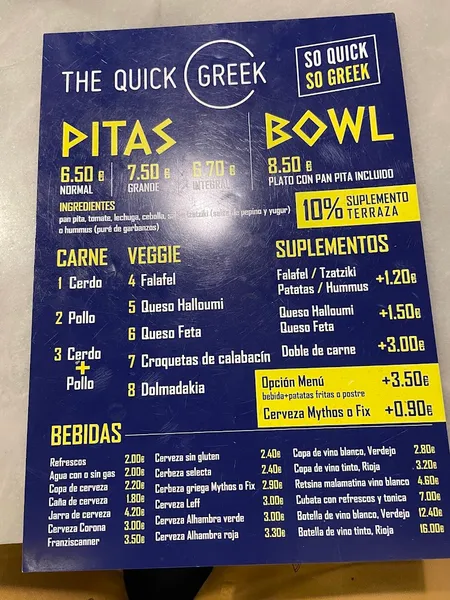 menu 1 of The Quick Greek Poble Sec