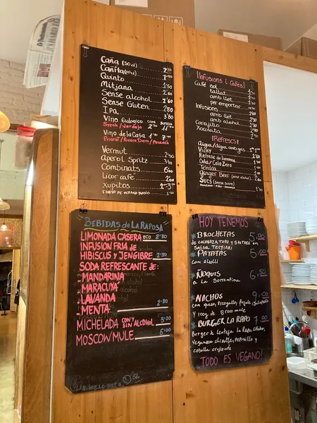 menu 1 of La Raposa. Bar vegano y Librería Feminista