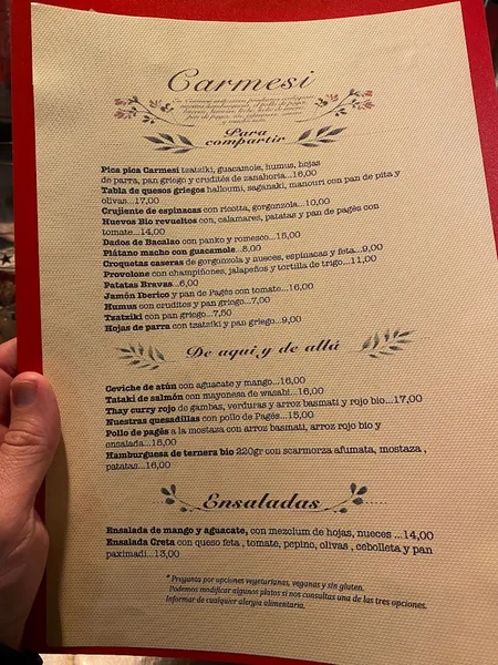menu 2 of Restaurante Carmesí - Cocina fusión, sana y casera