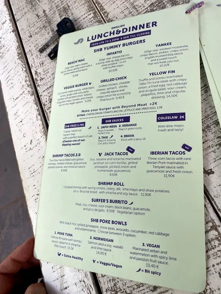 menu 2 of Surf House Barcelona