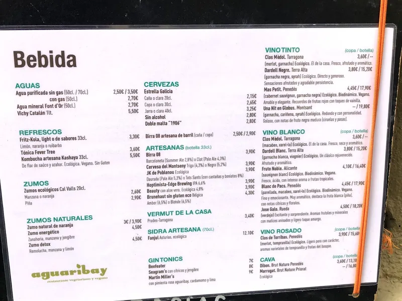 menu 0 of Aguaribay
