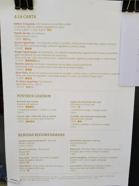 menu 1 of Aguaribay