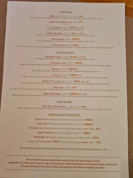 menu 2 of Aguaribay