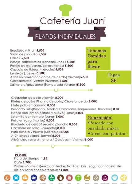 menu 1 of Cafetería Juani