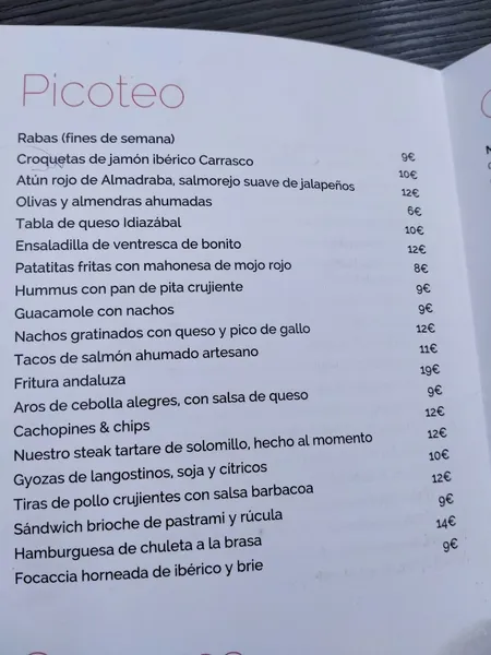 menu 0 of Restaurante Yandiola