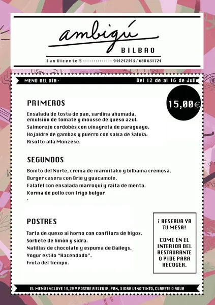 menu 1 of Restaurante Ambigu