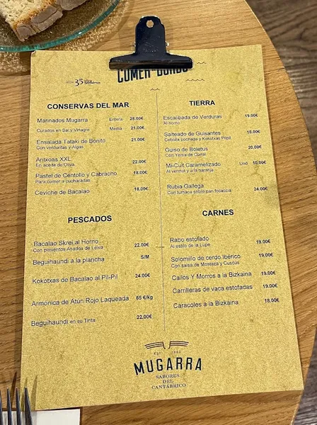 menu 0 of Mugarra