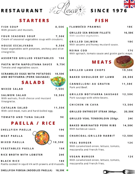 menu 1 of Restaurant la Llesca