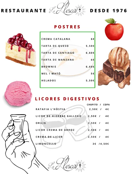 menu 2 of Restaurant la Llesca