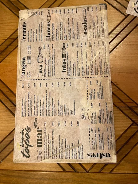 menu 2 of Sagradas Tapas
