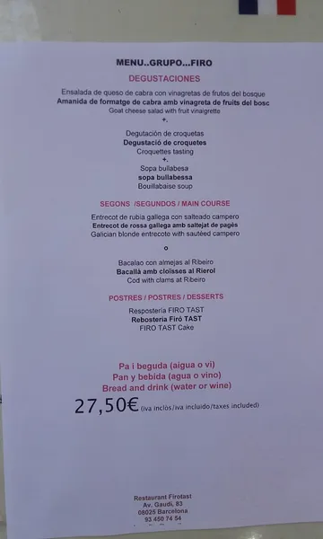 menu 1 of Firo Tast Restaurant