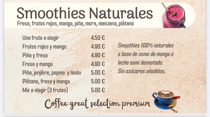 menu 1 of Cafetería Tres Texturas