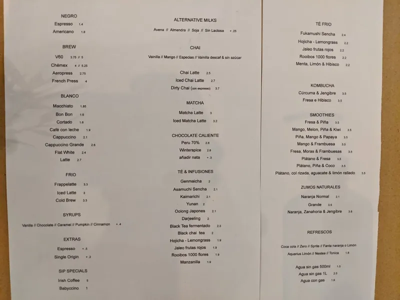 menu 1 of Sip and Wonder Coffee House