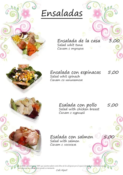 menu 2 of Cafe Ripoll