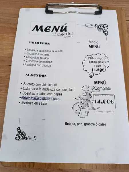 menu 0 of El Cafetito