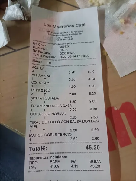 menu 1 of Restaurante Los Madroños