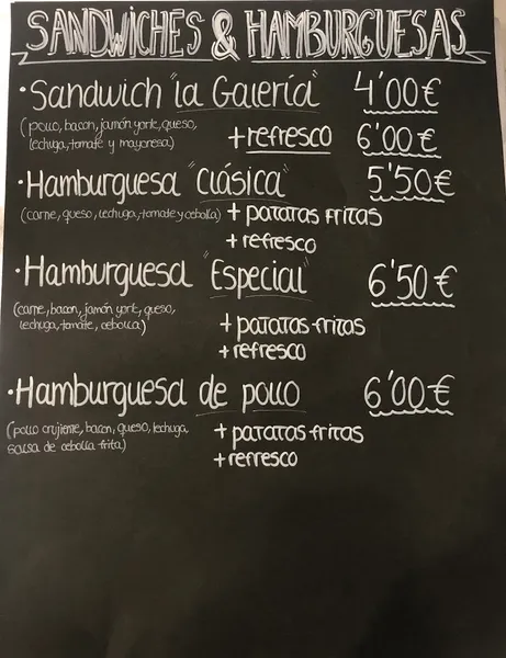 menu 0 of La Galeria Café-Bar