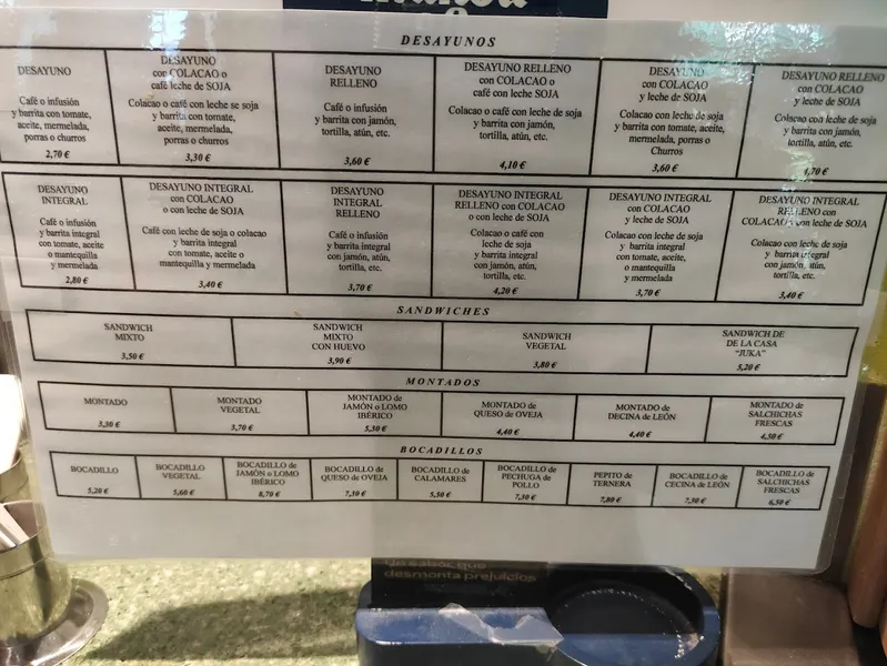 menu 1 of Cafetería Juka