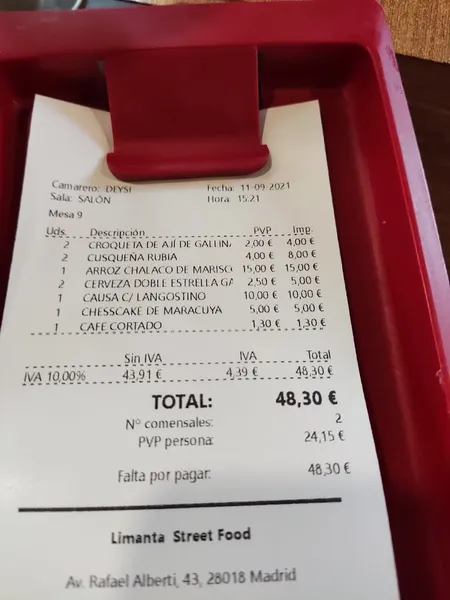 menu 0 of Limanta Vallecas Restaurante Peruano