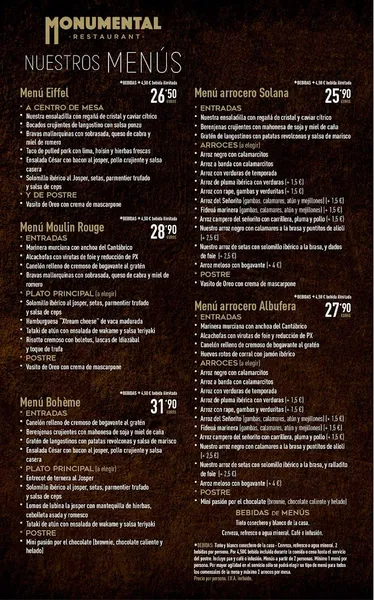 menu 0 of Monumental Restaurant Alicante