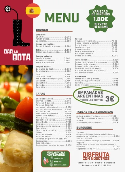 menu 0 of Bar La Bota