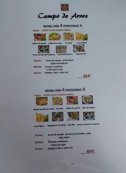 menu 1 of Campo de Arroz