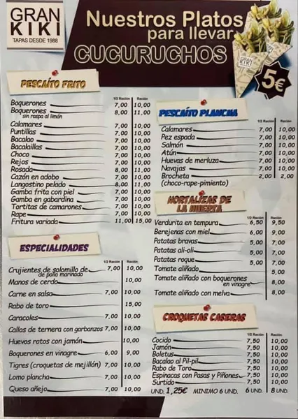 menu 0 of Bar restaurante Gran Kiki Tapas