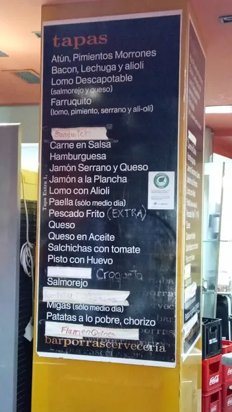 menu 0 of Bar Porras