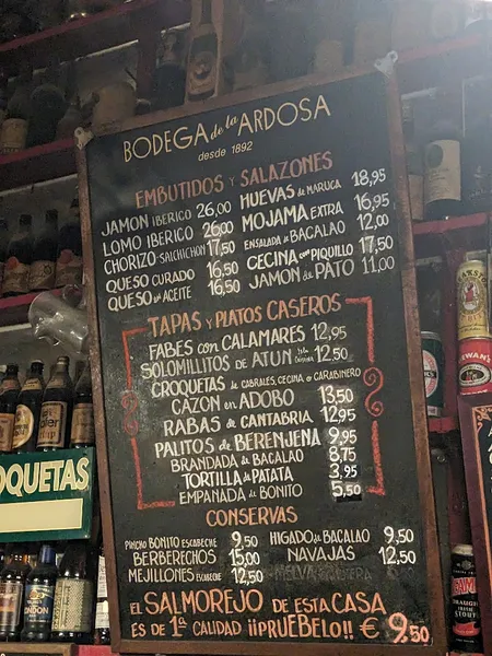 menu 0 of Bodega de la Ardosa