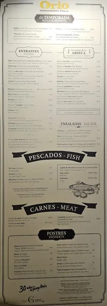 menu 2 of ORIO Fuencarral