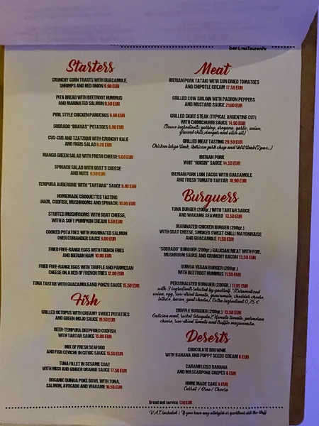 menu 1 of BAR SOBRADO
