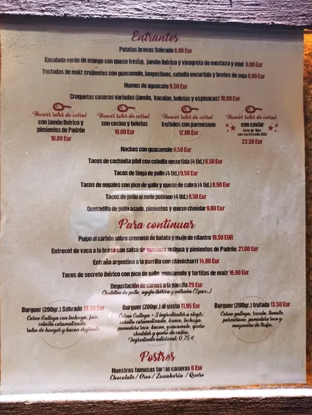 menu 2 of BAR SOBRADO