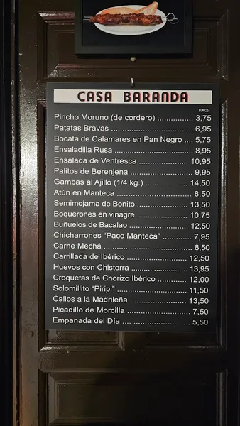 menu 1 of Casa Baranda