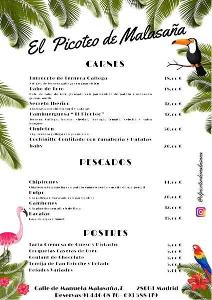 menu 0 of El picoteo de Malasaña Restaurante