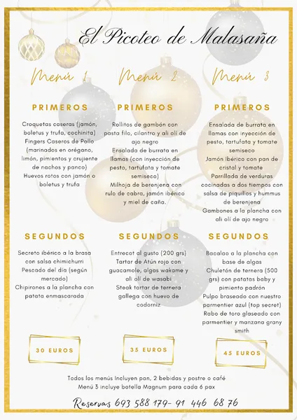 menu 2 of El picoteo de Malasaña Restaurante